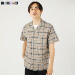 bargain オープンカラーシャツ メンズ 綿麻 ストレッチ オープンカラー 半袖 シャツ リネン リネンシャツ 開襟 春 夏 春服 夏服 ネイビー ストライプ カーキ ラベンダー ベージュ チェック ボタニカル フラミンゴ